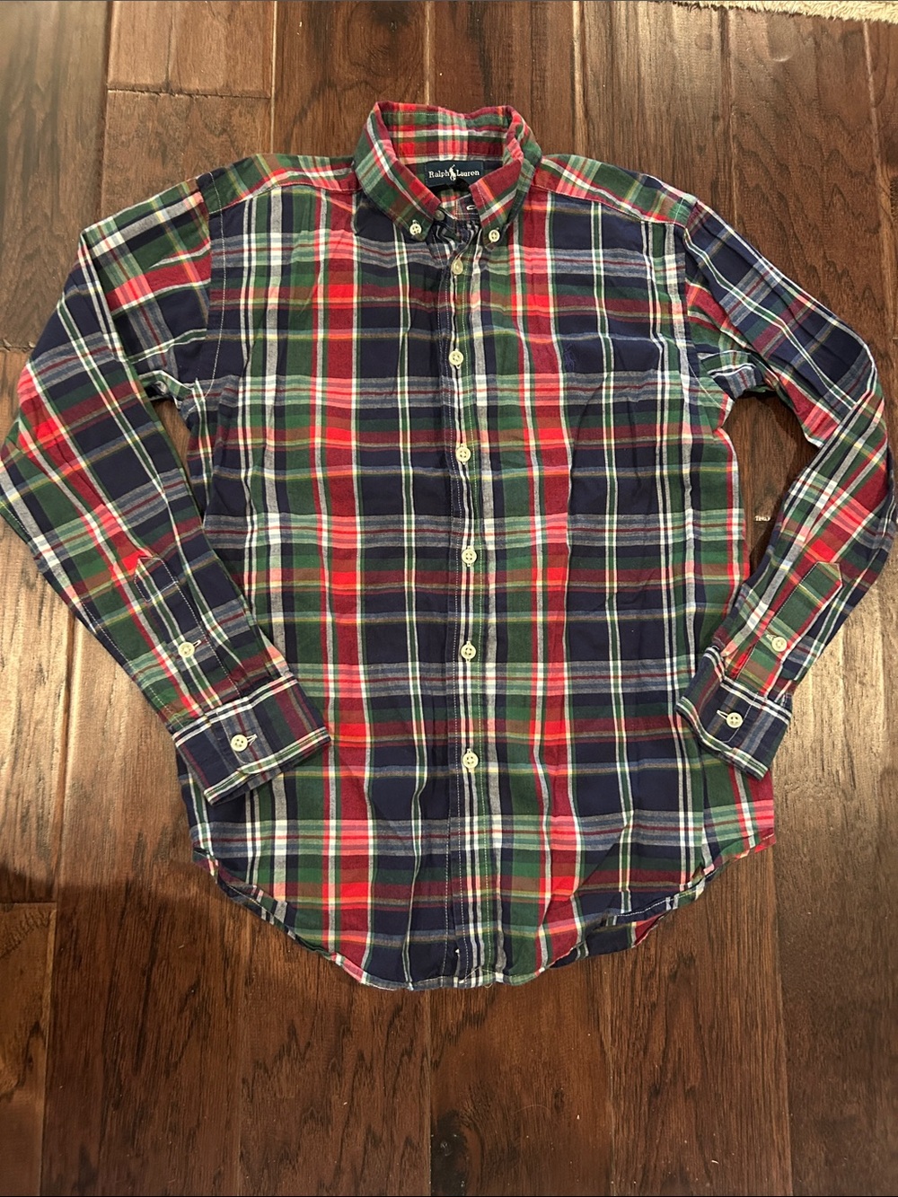 Ralph Lauren Plaid Button-Down Shirt in Red, Navy & Green